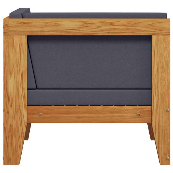 vidaXL Hornsófaeining með Dökkgráum Sessum Gegnheill Akasíuviður