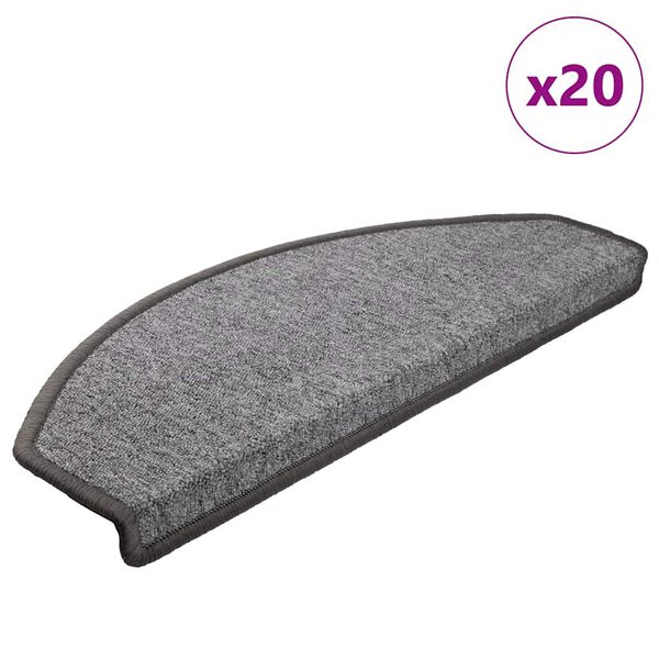 vidaXL Stigamottur 20 stk 65x24x4 cm d&ouml;kkgr&aacute;ar h&aacute;lfhringlaga st&oacute;rar