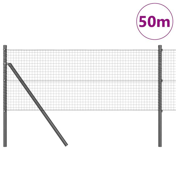 vidaXL Gir&eth;ingarp&oacute;stur Gr&aacute;r 50 x 0,8 m (25 x 25 mm net) St&aacute;l og PVC