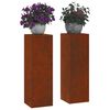 vidaXL Bl&oacute;mastandur 2 pcs Rusty 24 x 24 x 75 cm Ve&eth;ra&eth; st&aacute;l