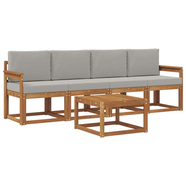 vidaXL &Uacute;ti s&oacute;fasett 5 pcs N&aacute;tt&uacute;rulegt og Lj&oacute;st Gr&aacute;tt Hrein akas&iacute;utr&eacute;