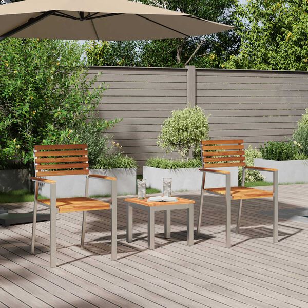 vidaXL Garðborðstofusett 3 pcs Brúnn Solid teak viður