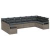 vidaXL Gar&eth;s&oacute;fa sett me&eth; p&uacute;&eth;i me&eth; geymslu 10 pcs Gr&aacute;r p&oacute;l&yacute;rattan