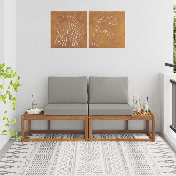 vidaXL &Uacute;tim&oacute;ts&oacute;f&iacute; 2 Stykki N&aacute;tt&uacute;rulegt og Lj&oacute;st Gr&aacute;tt Hrein akas&iacute;utr&eacute;