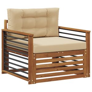 vidaXL &Uacute;ti s&oacute;fasett Solid Akas&iacute;uskei&eth; og P&oacute;lyester N&aacute;tt&uacute;rulegur