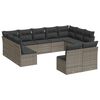 vidaXL 11 Hluta Gar&eth;s&oacute;fasett me&eth; Sessum Gr&aacute;r P&oacute;l&yacute;rattan