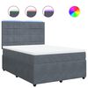 vidaXL H&oacute;lfa&eth; Springr&uacute;m me&eth; D&yacute;nu D&ouml;kkgr&aacute;tt 140x190 cm Flauel