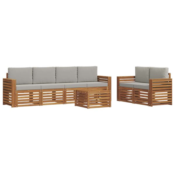 vidaXL S&oacute;fasett 7 pcs N&aacute;tt&uacute;rulegt og Lj&oacute;st Gr&aacute;tt Hrein akas&iacute;utr&eacute;