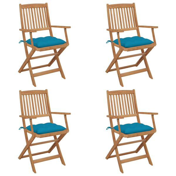 vidaXL Samfellanlegir Gar&eth;st&oacute;lar 4stk me&eth; Sessum Gegnheill Akas&iacute;uvi&eth;ur