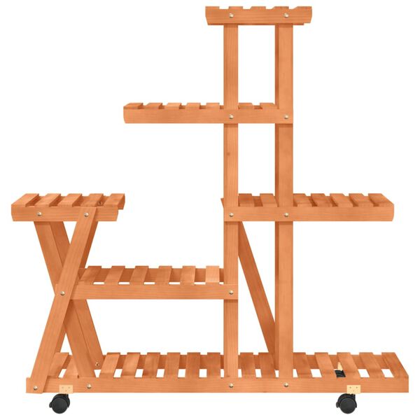 vidaXL Blómastandur með Hjólum 95x25x101 cm Gegnheill Þinur