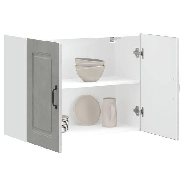 vidaXL Eldhúsveggskápur Kalmar Steypugrár Samsettur Viður