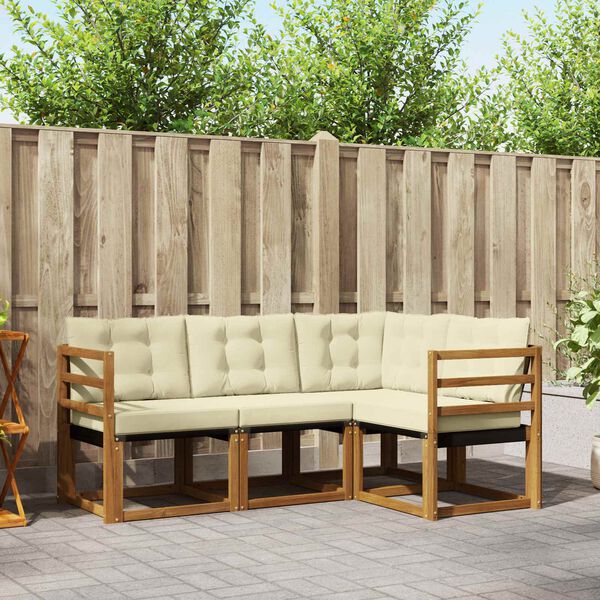 vidaXL &Uacute;ti s&oacute;fasett me&eth; p&uacute;&eth;i 4 pcs N&aacute;tt&uacute;rulegt og Krem