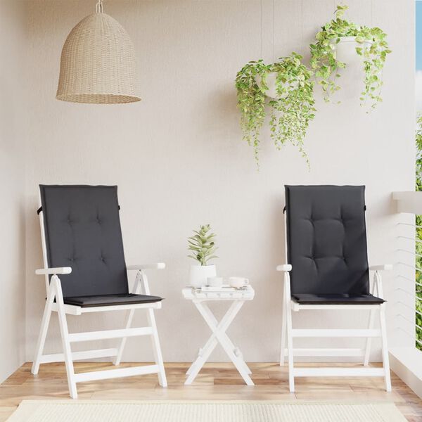 vidaXL Stólsessur Hátt Bak 2stk. Reykgrátt 120x50x4 cm Tauáklæði