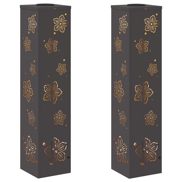 vidaXL S&oacute;lar LED st&iacute;gslj&oacute;s 2 pcs Svartur Kaldvalsa&eth;ur st&aacute;lar