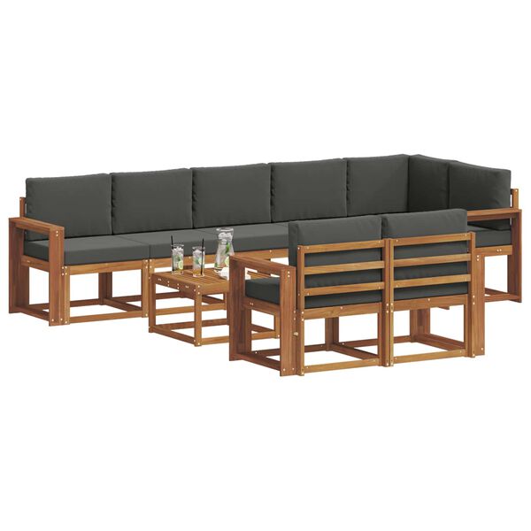 vidaXL &Uacute;ti s&oacute;fasett me&eth; p&uacute;&eth;i 9 pcs N&aacute;tt&uacute;rulegt og Antrac&iacute;t