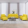 vidaXL 4 Parta Sófasett með Sessum Ljósgult Efnisáklæði