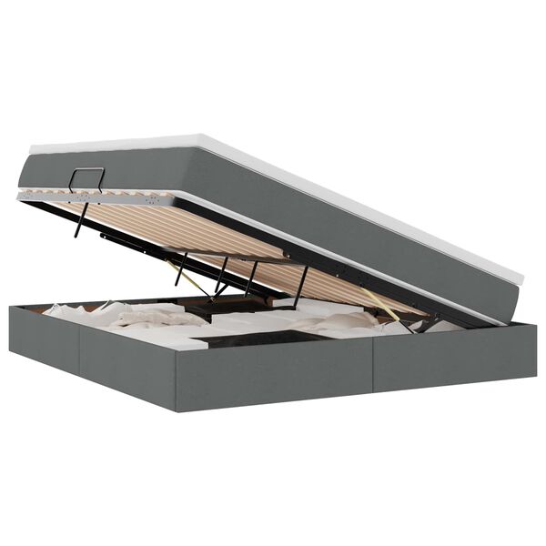 vidaXL R&uacute;m me&eth; geymslur&yacute;mi og d&yacute;nu D&ouml;kk gr&aacute; 180 x 200 cm P&oacute;l&yacute;ester