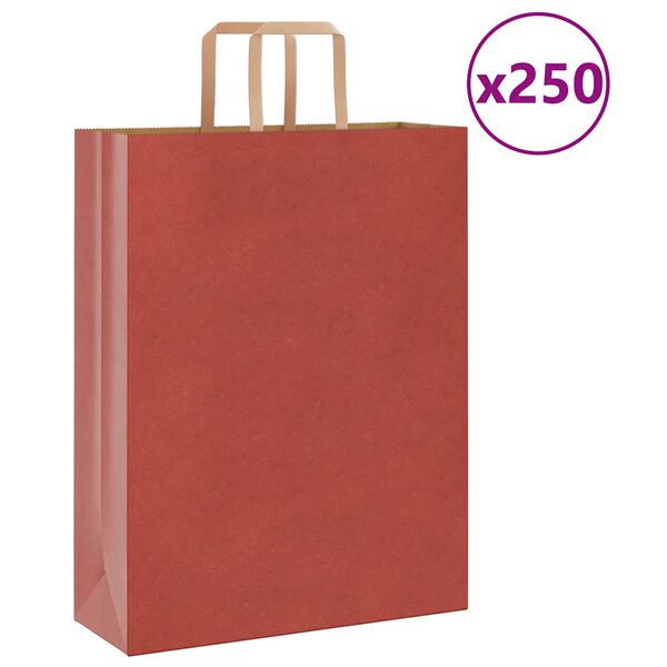 vidaXL Papp&iacute;rspokar 250 stk me&eth; Handf&ouml;ngum Rau&eth;ir 32x12x42 cm