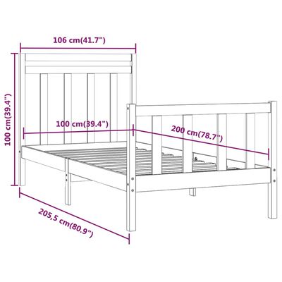 vidaXL Rúmgrind án Dýnu Hvít 200x200 cm Gegnheil Fura