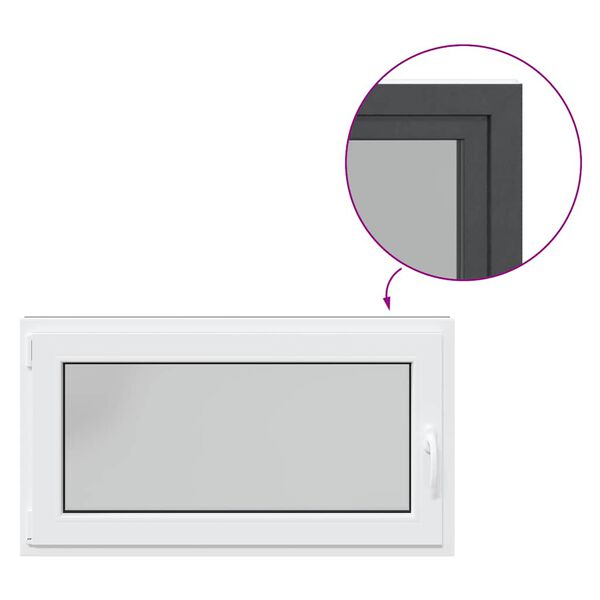 vidaXL kjallaragluggi &bdquo;RISOR&ldquo; 110x50 cm halla- og sn&uacute;ningsgluggi DIN vinstri antras&iacute;t