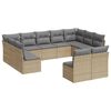vidaXL 11 Hluta Gar&eth;s&oacute;fasett me&eth; Sessum Drapplita&eth; P&oacute;l&yacute;rattan
