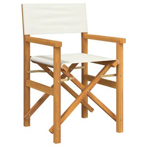 vidaXL Folding Director's Chair Cream Solid Wood Teak