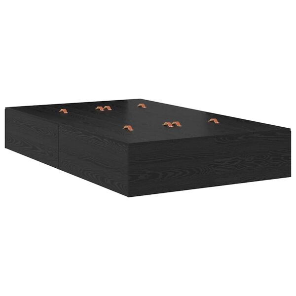 vidaXL Rúmgrind með geymslurými með geymslu Svartur Eik 120 x 200 cm