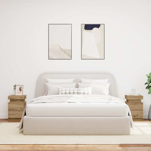 vidaXL N&aacute;ttbor&eth;ssk&aacute;pur me&eth; LED 35x39x55 cm Samsettur Vi&eth;ur