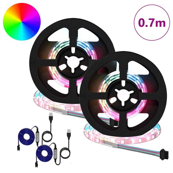 vidaXL LED strimill 2 pcs Svartur og gegnheill 350 mm Kopar og plast