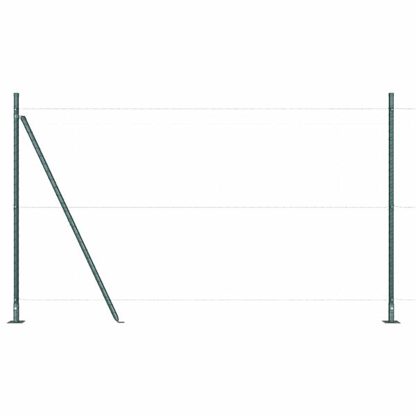 vidaXL Girðingarpóstar 13 pcs Grænn Ø32mm 170 cm Sinkhúðað stál