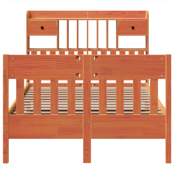 vidaXL Rúmgrind án Dýnu Vaxbrúnn 135x190 cm Gegnheil Fura