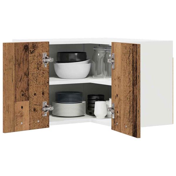 vidaXL Vegghengdur sk&aacute;pur Gamall vi&eth;ur og hv&iacute;t 57 x 57 x 40 cm