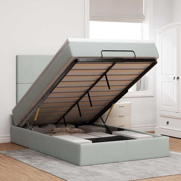 vidaXL Ottoman r&uacute;mgrind me&eth; d&yacute;num Lj&oacute;sgr&aacute;r 120x190cm Flauel