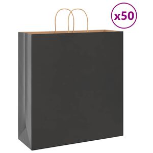 vidaXL Papp&iacute;rspokar 50 stk me&eth; Handf&ouml;ngum Svartir 45x17x48 cm