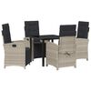 vidaXL Gar&eth;ur bor&eth;sett me&eth; p&uacute;&eth;i 5 pcs Lj&oacute;sgr&aacute;r p&oacute;l&yacute;rattan