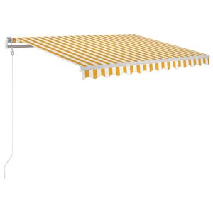 vidaXL Sj&aacute;lfvirkt Skyggni me&eth; LED&Vindskynjara 300x250cm Gult og Hv&iacute;t