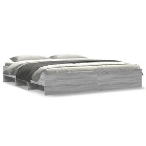 vidaXL R&uacute;mgrind Gr&aacute; Sonoma 200x200 cm Samsettur Vi&eth;ur