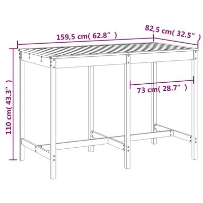 vidaXL Garðborð 159,5x82,5x110 cm Gegnheil Fura