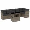 vidaXL 7-Hluta Gar&eth;s&oacute;fasett me&eth; Sessum Gr&aacute;tt P&oacute;l&yacute;rattan