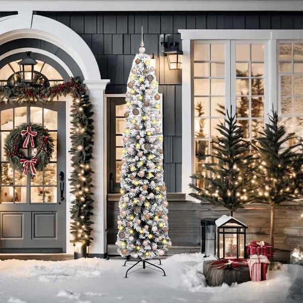 vidaXL Gervi j&oacute;latr&eacute; me&eth; 300 LED Gr&aelig;nn 210 cm PVC, st&aacute;l og plast