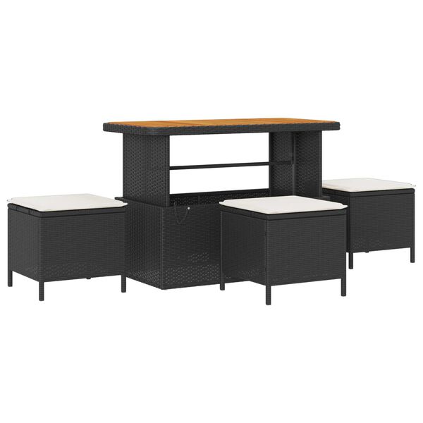 vidaXL Gar&eth;s&oacute;fa sett me&eth; p&uacute;&eth;i 14 pcs Svartur p&oacute;l&yacute;rattan