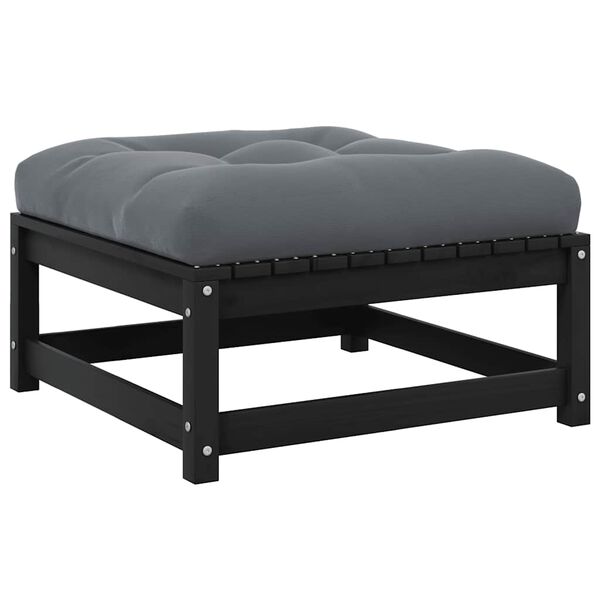 vidaXL Fótskemill í Garðinn með Sessu Svartur Gegnheil Fura