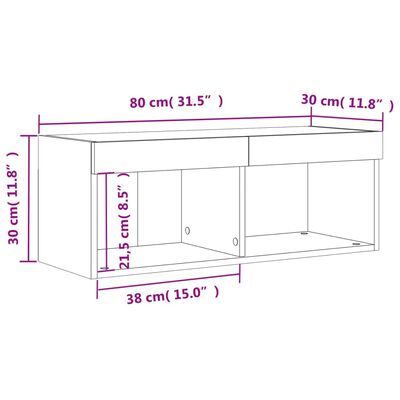 vidaXL Sjónvarpsskápur með LED Ljósum Grár Sonoma 80x30x30 cm