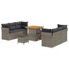 vidaXL Gar&eth;s&oacute;fa sett me&eth; p&uacute;&eth;i 9 pcs Gr&aacute;r p&oacute;l&yacute;rattan
