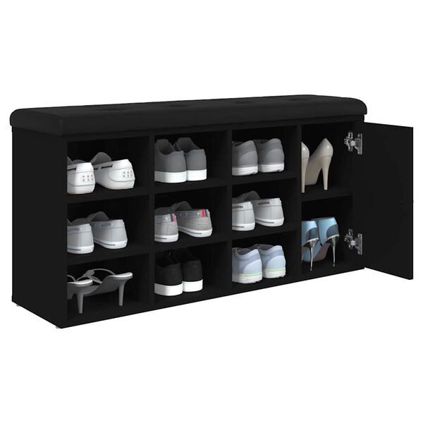 vidaXL Sk&oacute;bekkur Svartur 102x32x50 cm Samsettur Vi&eth;ur