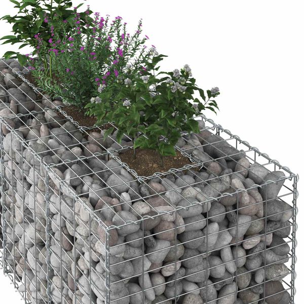 vidaXL Gabion h&aelig;kka&eth; r&uacute;m Silfur 140 x 60 x 55 cm Galvaniserad st&aacute;l