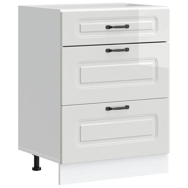 vidaXL Eldhússkápur „Kalmar“ Háglansandi hvítur verkfræðingur úr við