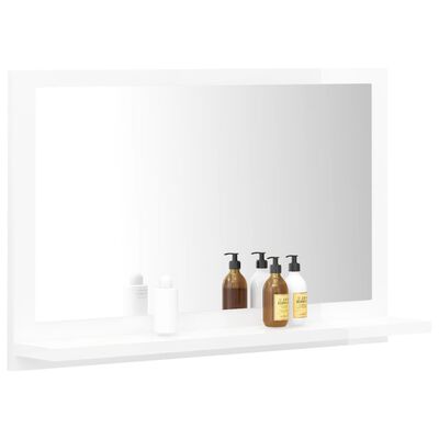 804568 vidaXL Bathroom Mirror High Gloss White 60x10,5x37 cm Chipboard