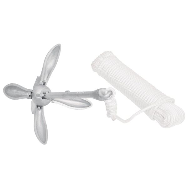 vidaXL Akkeri með Reipi Silfurlitað 8 kg Heitgalvaniseruðu Steypujárni