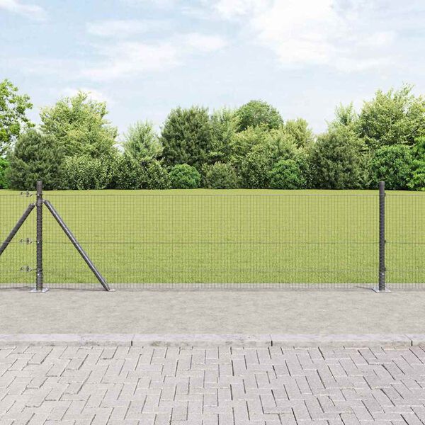 vidaXL Gir&eth;ingarp&oacute;stur Gr&aacute;r 25 x 0,4 m (19 x 19 mm net) St&aacute;l og PVC